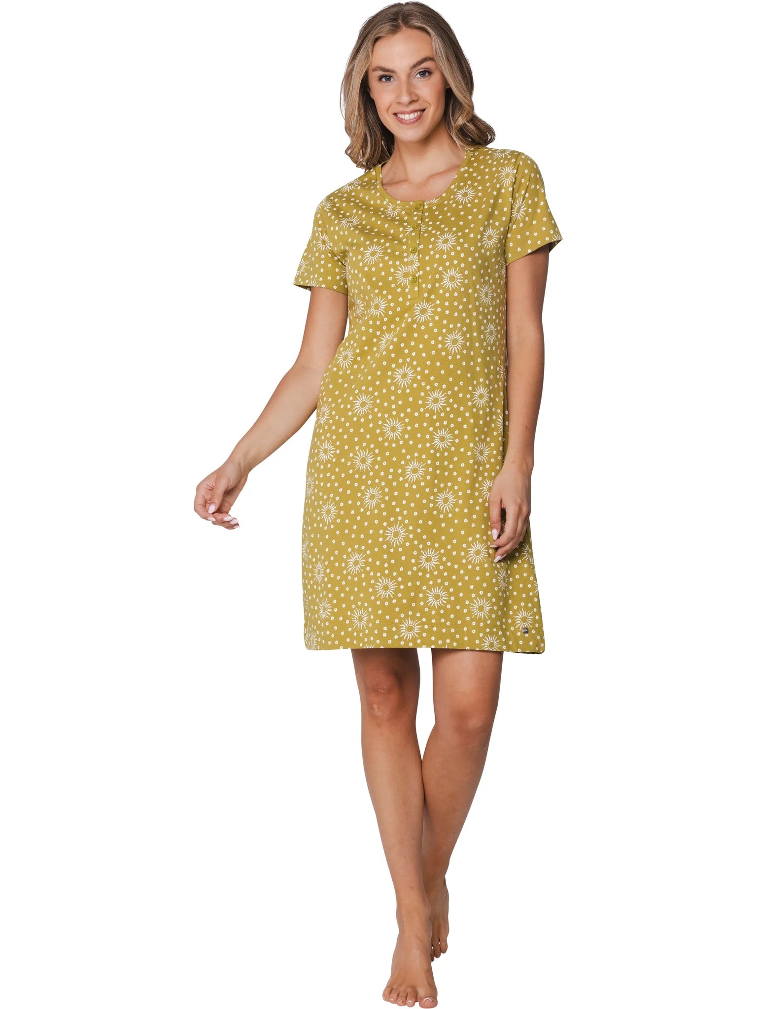 Zetex Rebelle dames nachthemd - Korte mouw - Sunny Holiday - Groen