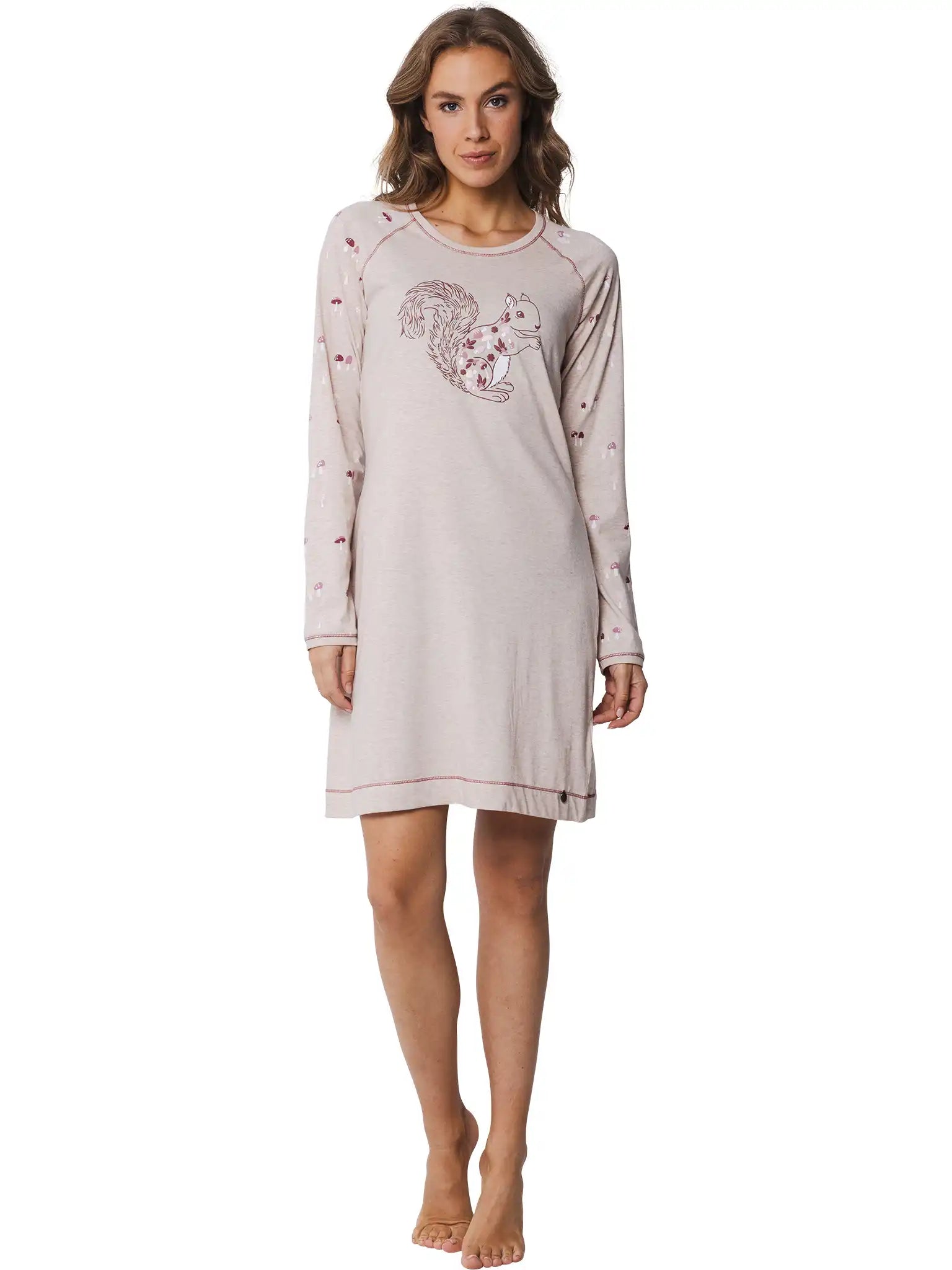 Zetex Rebelle dames nachthemd lange mouw - Beige