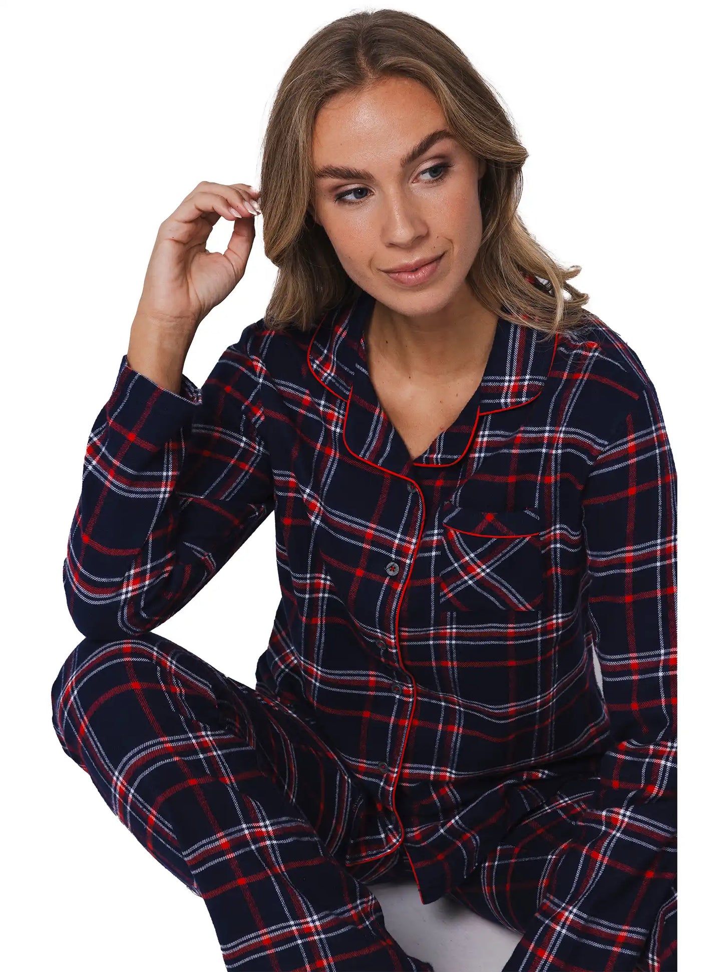 Zetex Rebelle dames pyjama Flanel - Donker Blauw