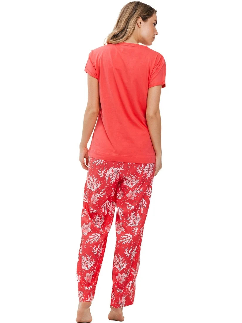 Zetex Rebelle Dames Pyjama katoen met korte mouwen - Sea Plants