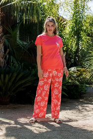 Zetex Rebelle Dames Pyjama katoen met korte mouwen - Sea Plants