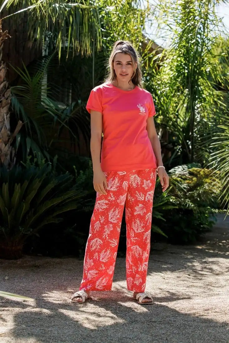 Zetex Rebelle Dames Pyjama katoen met korte mouwen - Sea Plants