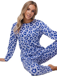 Zetex Rebelle Dames Pyjama katoen met lange mouwen - Leopard Lilac