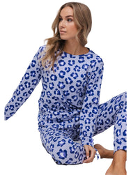 Zetex Rebelle Dames Pyjama katoen met lange mouwen - Leopard Lilac