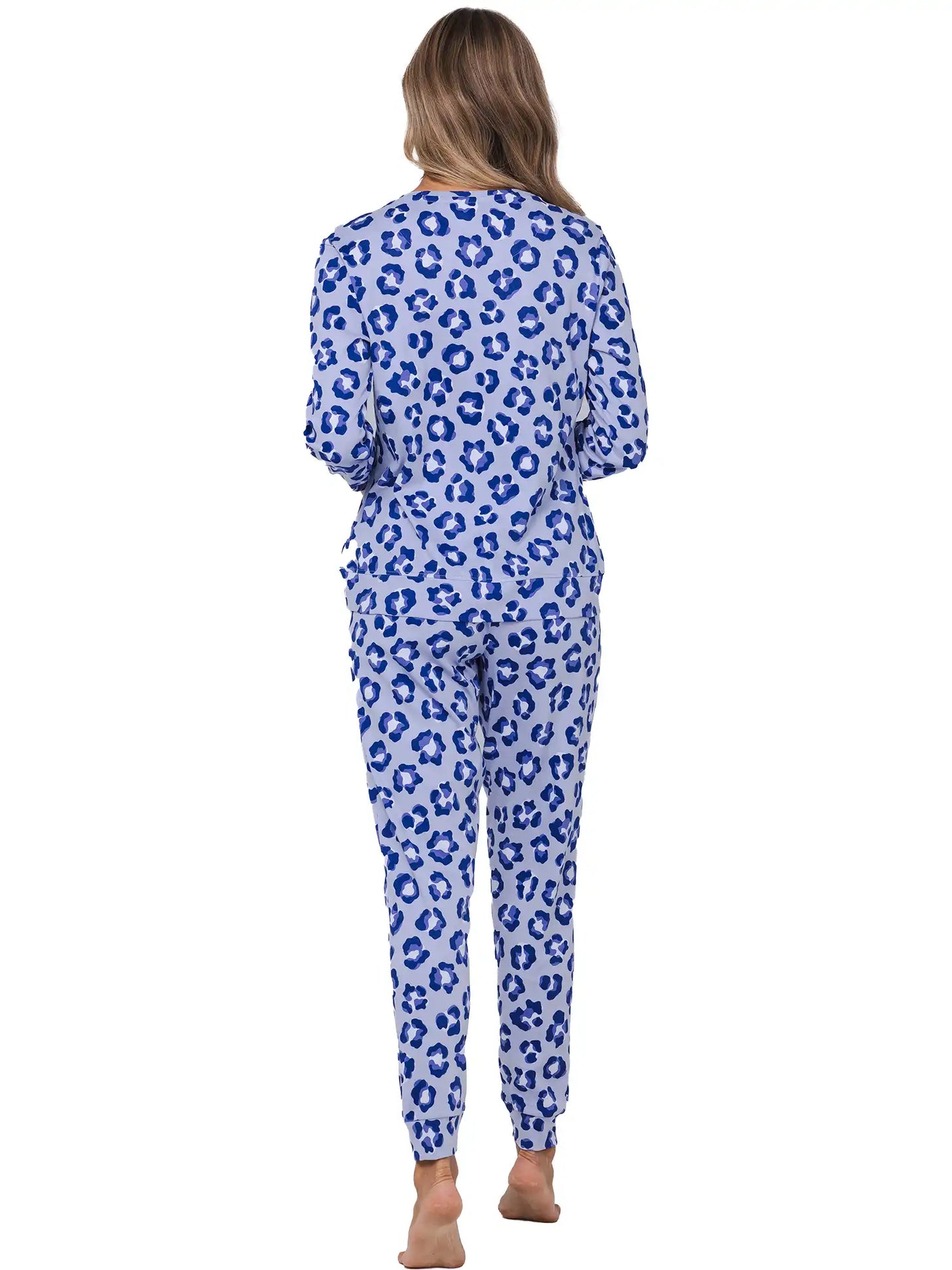 Zetex Rebelle Dames Pyjama katoen met lange mouwen - Leopard Lilac