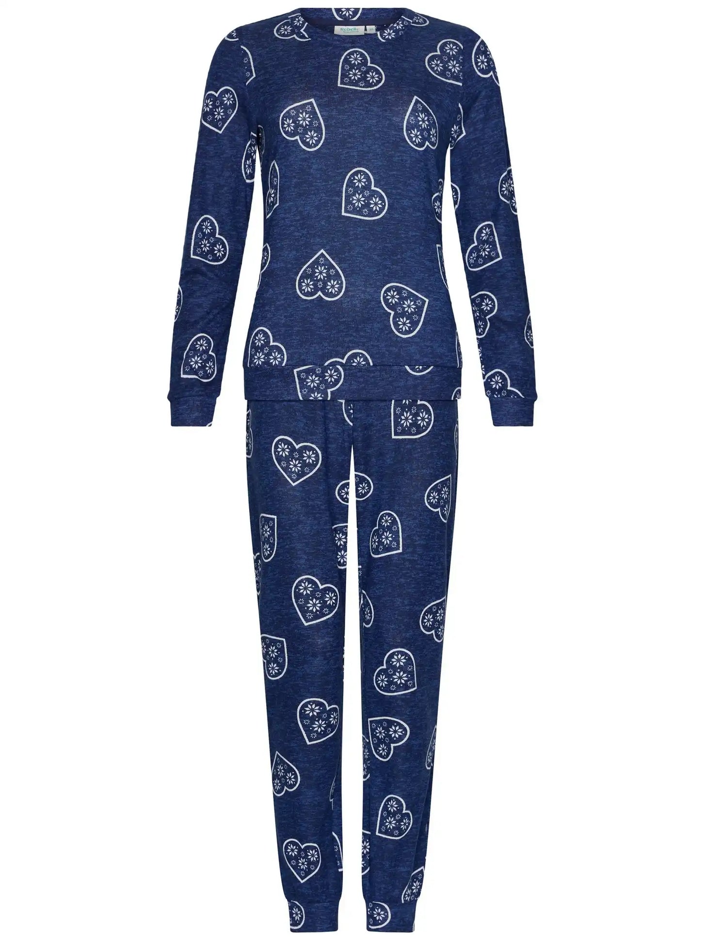 Zetex Rebelle dames pyjama lange mouwen - Fleece - Aspen Ski - Donkerblauw