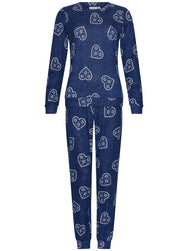 Zetex Rebelle dames pyjama lange mouwen - Fleece - Aspen Ski - Donkerblauw