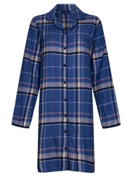 Zetex Rebelle Flanellen dames nachthemd lange mouw - Blauw geruit