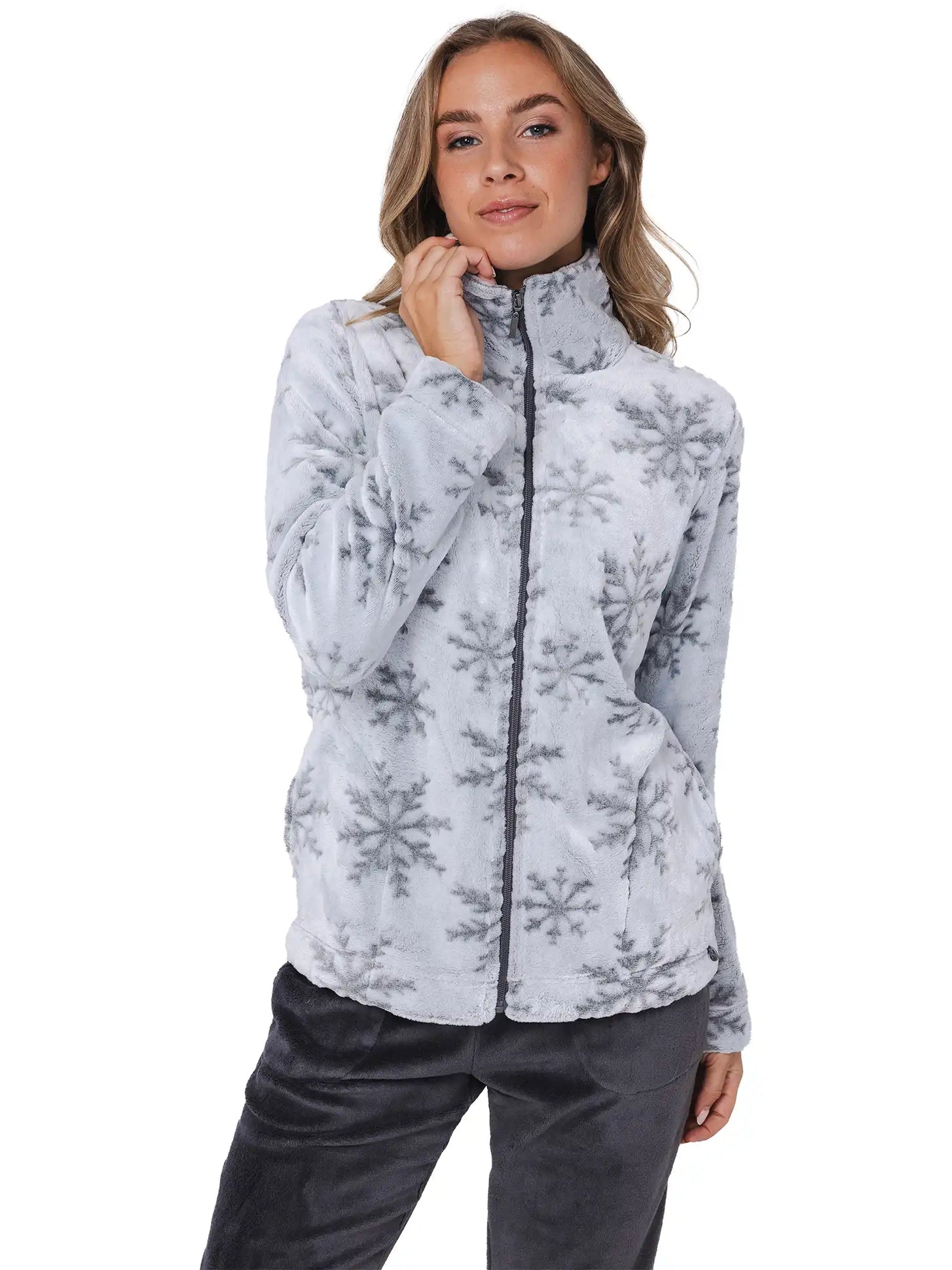 Zetex Rebelle Huispak Dames Fleece - Grijs - Winter stars