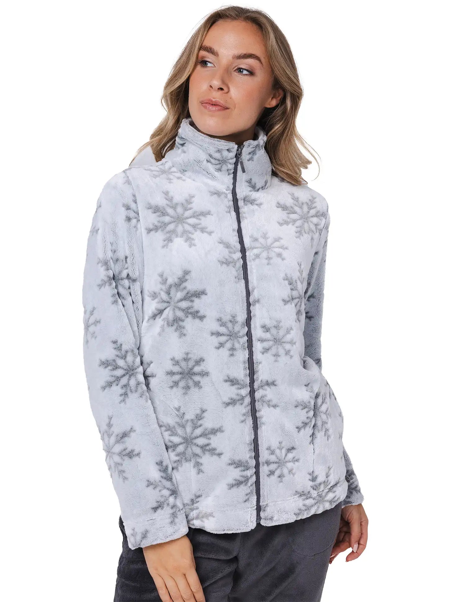 Zetex Rebelle Huispak Dames Fleece - Grijs - Winter stars