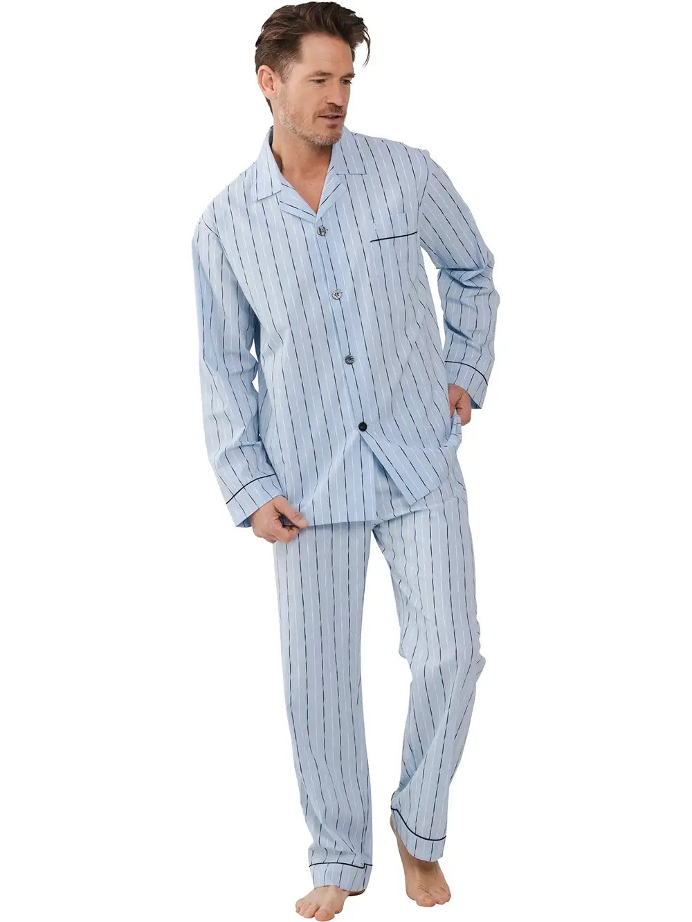 Zetex Robson Heren Pyjama katoen met knoopsluiting