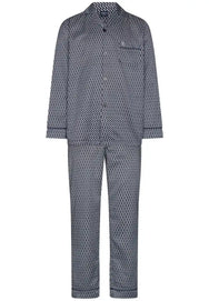 Zetex Robson satijnen Heren Pyjama met knoopsluiting - Donkerblauw