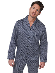 Zetex Robson satijnen Heren Pyjama met knoopsluiting - Donkerblauw