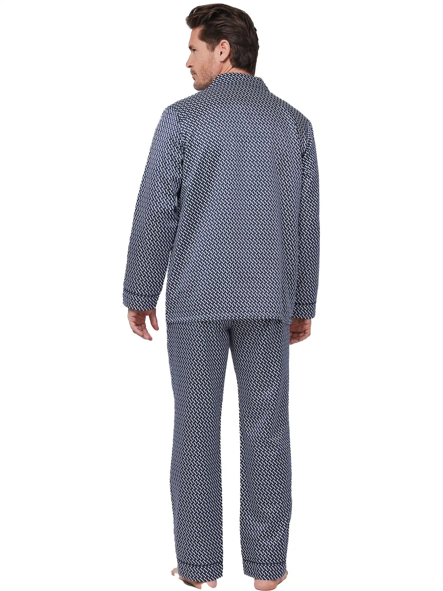 Zetex Robson satijnen Heren Pyjama met knoopsluiting - Donkerblauw