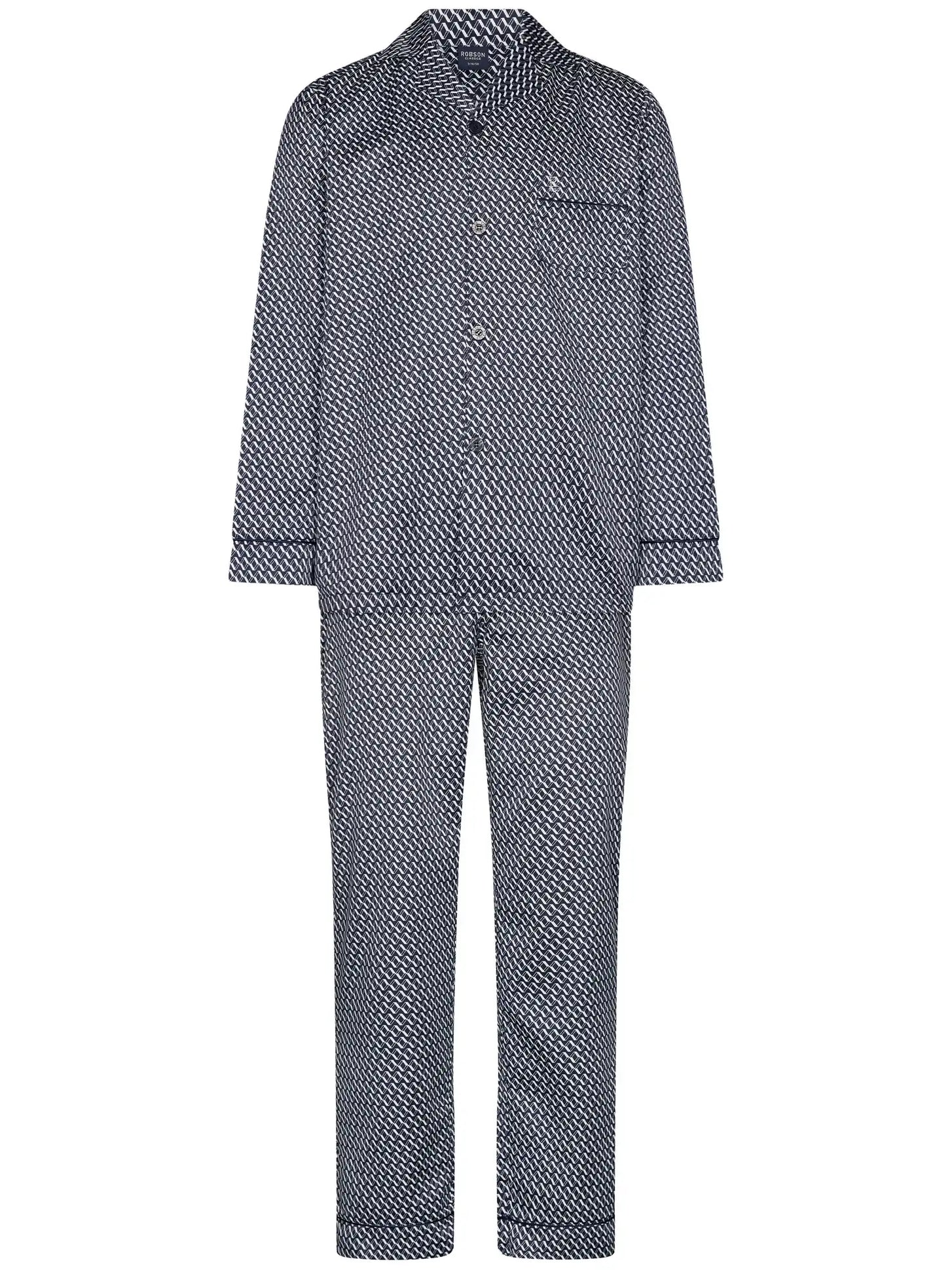 Zetex Robson satijnen Heren Pyjama met knoopsluiting - Donkerblauw