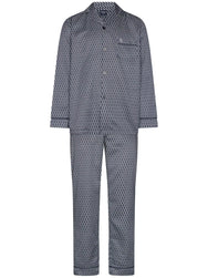 Zetex Robson satijnen Heren Pyjama met knoopsluiting - Donkerblauw
