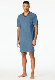 Zetex Schiesser Heren Nachthemd - Blue - Comfort Nightwear