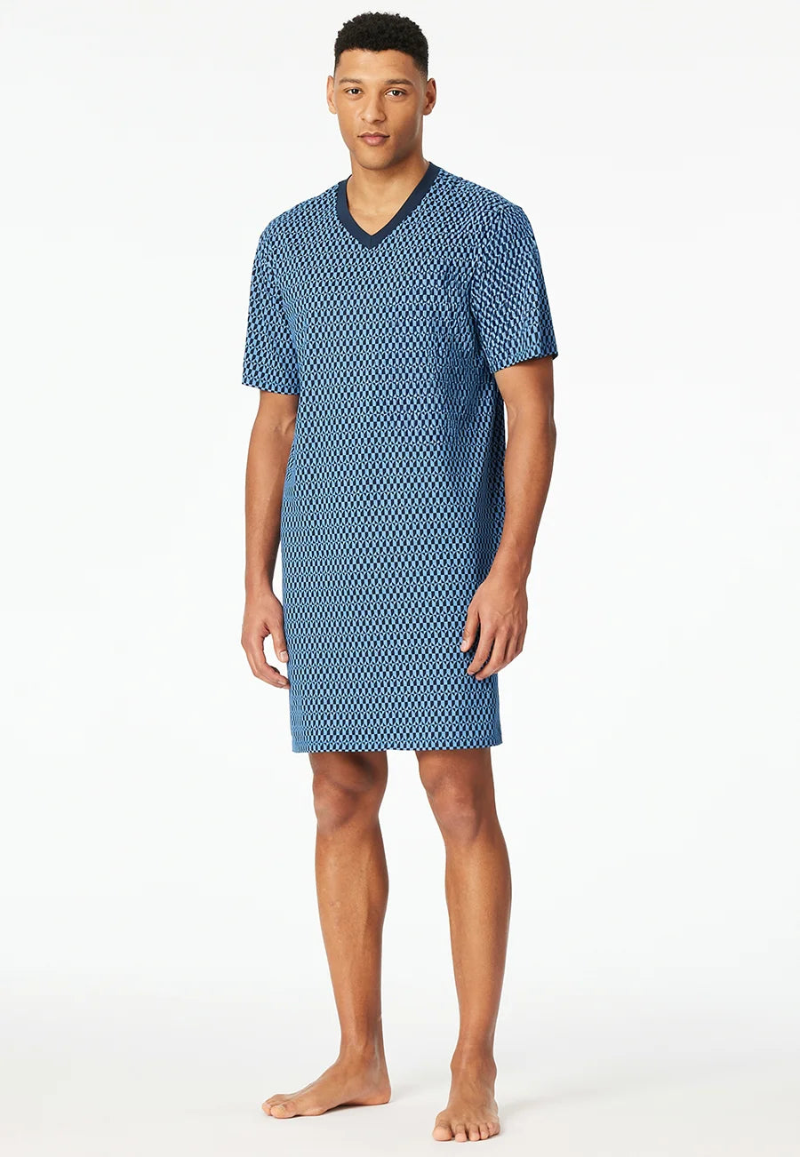 Zetex Schiesser Heren Nachthemd - Blue - Comfort Nightwear