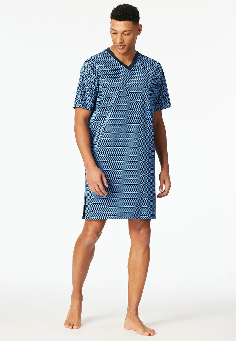 Zetex Schiesser Heren Nachthemd - Blue - Comfort Nightwear